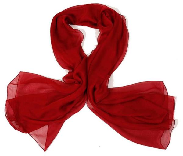 Scarf 100% Silk Paj unicolour red